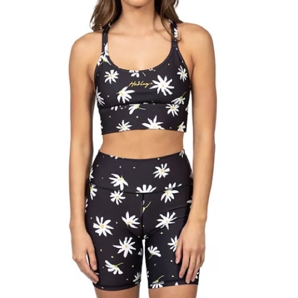 Hurley Athletic outfit set daisy biker shorts sports bra yoga gym activewear